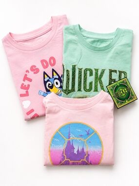 Bluey Wicked Girls Shirt Bundle 6X NWT Movie Graphic Tees Pink 3 Pack